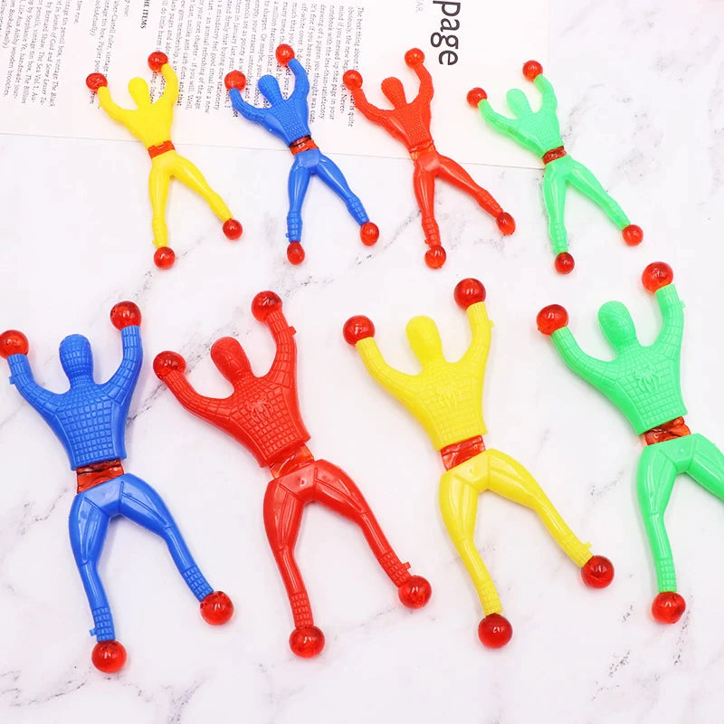 Sticky Wall Climber Toys – Set of 10 | Throw & Watch Them Crawl Down | Kids Party & Stocking Filler