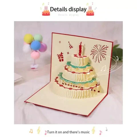 3D LED Music Birthday Cards - Pop-Up Greeting Card with Lights & Sound