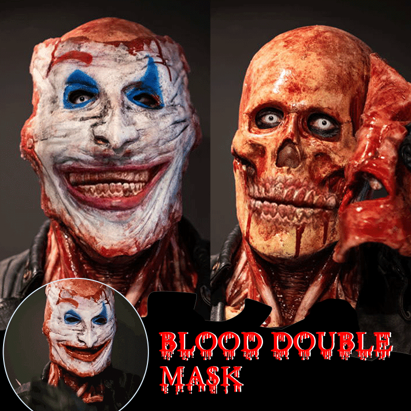Double-Layer Ripped Bloody Horror Skull Mask – Realistic Halloween Costume Mask