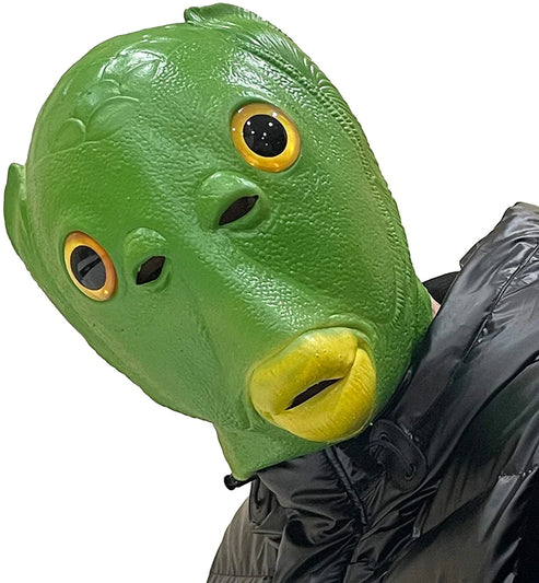 Green Funny Fish Head Mask – Hilarious Novelty Costume Mask for Parties & Pranks