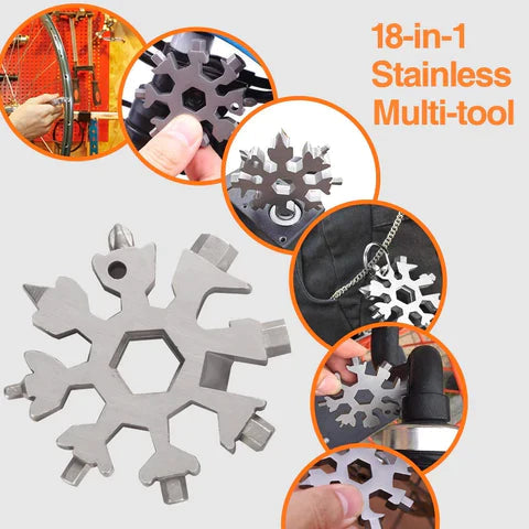 Snowflake 18-in-1 Multi Tool – Stainless Steel EDC Pocket Tool & Christmas Gift