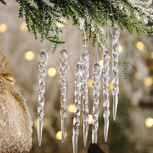 12Pcs Christmas Tree Decoration Artificial Icicles - Hanging Ornaments Set