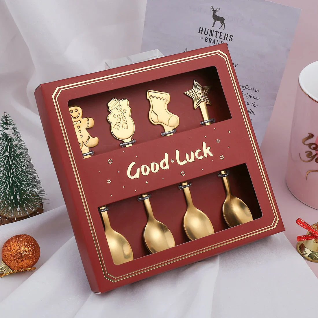 4Pcs Christmas Best Wishes Tableware Set - Holiday Spoon Collection