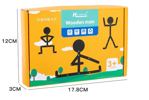 Educational Wooden Stick Toy - Montessori Sport Man Puzzle Game for Baby Fine Motor Skills & Imagination