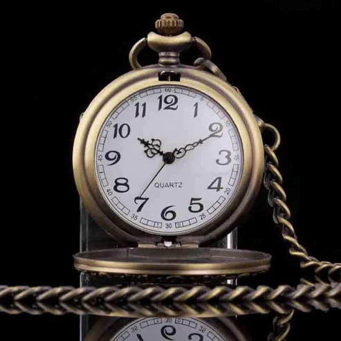 Time Traveler Pocket Watch - Steampunk Vintage Mechanical Style Quartz Watch