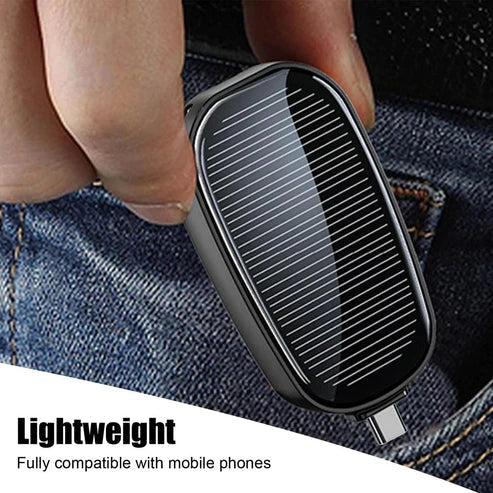 Mini Solar Keychain Power Bank - Portable Emergency Phone Charger