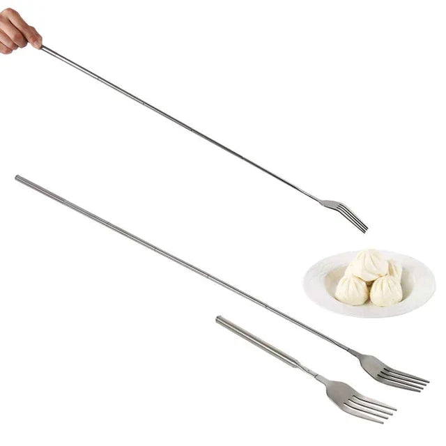 Telescopic Extendable Fork – Stainless Steel Long Handle Fork for BBQ, Dinner & Dessert