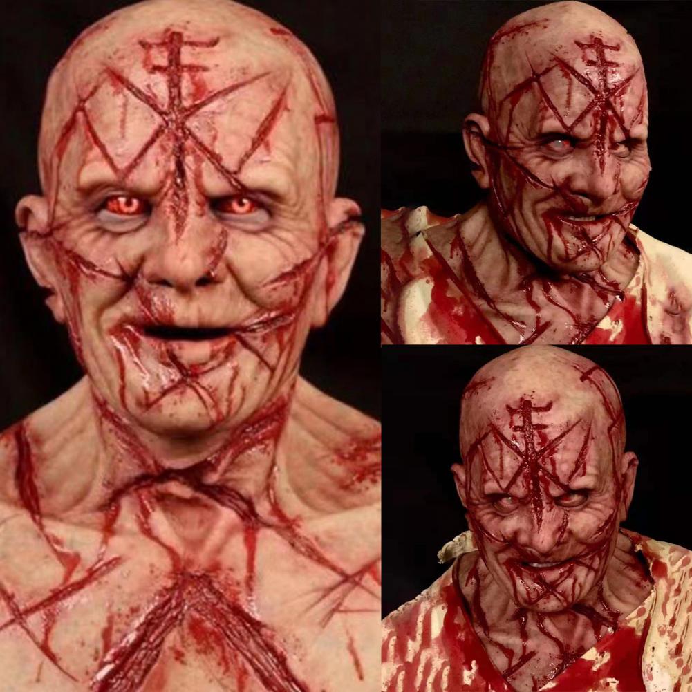 Scary Bald Blood Scar Mask – Realistic Halloween Horror Costume Mask