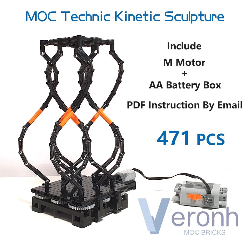 MOC Technic Kinetic Sculpture Building Set – 471 Pieces Motorised Slithy Toves | STEM Gift for Ages 6+