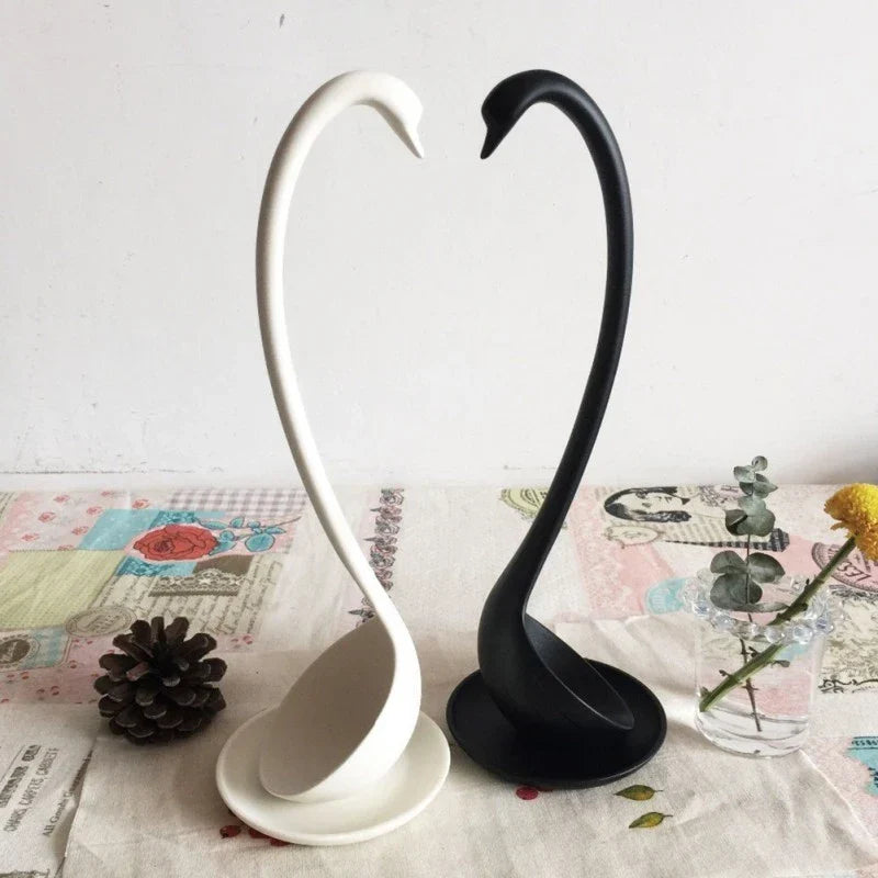 Swan Shaped Soup Ladle & Saucer Set – Elegant Upright Spoon Kitchen Cooking Tool