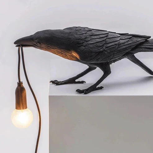 Crow Wall & Raven Table Lamp – Brightness Adjustable Edison Bulb Decor Light