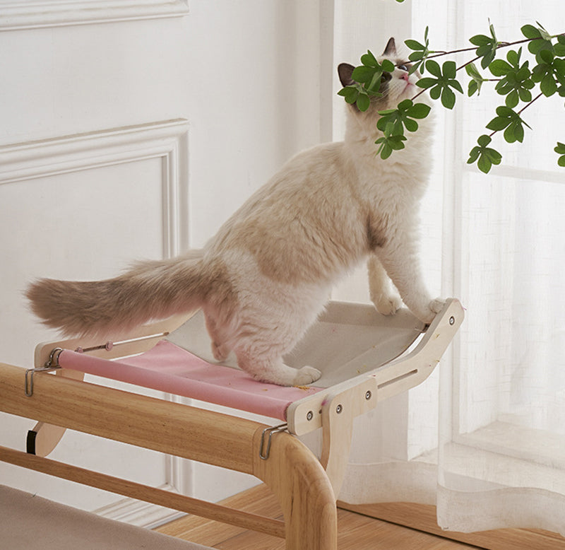 Cat Hanging Hammock Bed – Windowsill, Bedside & Chair Back Clip-On Cat Perch