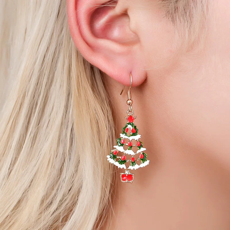 Christmas Snowman Earrings - Festive Bells Dangle Drop Earrings for Women