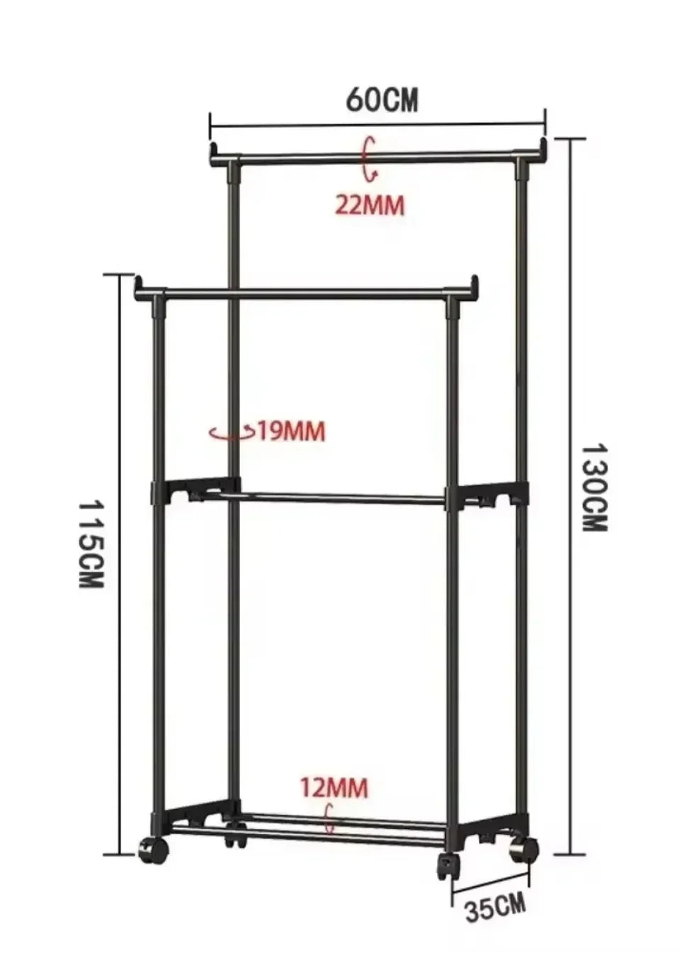 Double Layer Clothes Drying Rack - Heavy Duty Floor Standing Organizer