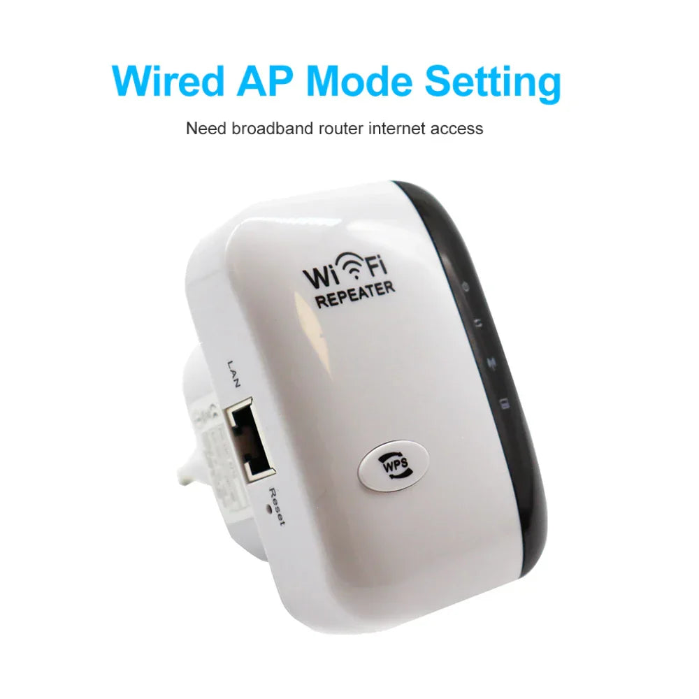 300Mbps WiFi Repeater & Range Extender – Wireless Signal Booster with WPS for Home & Office