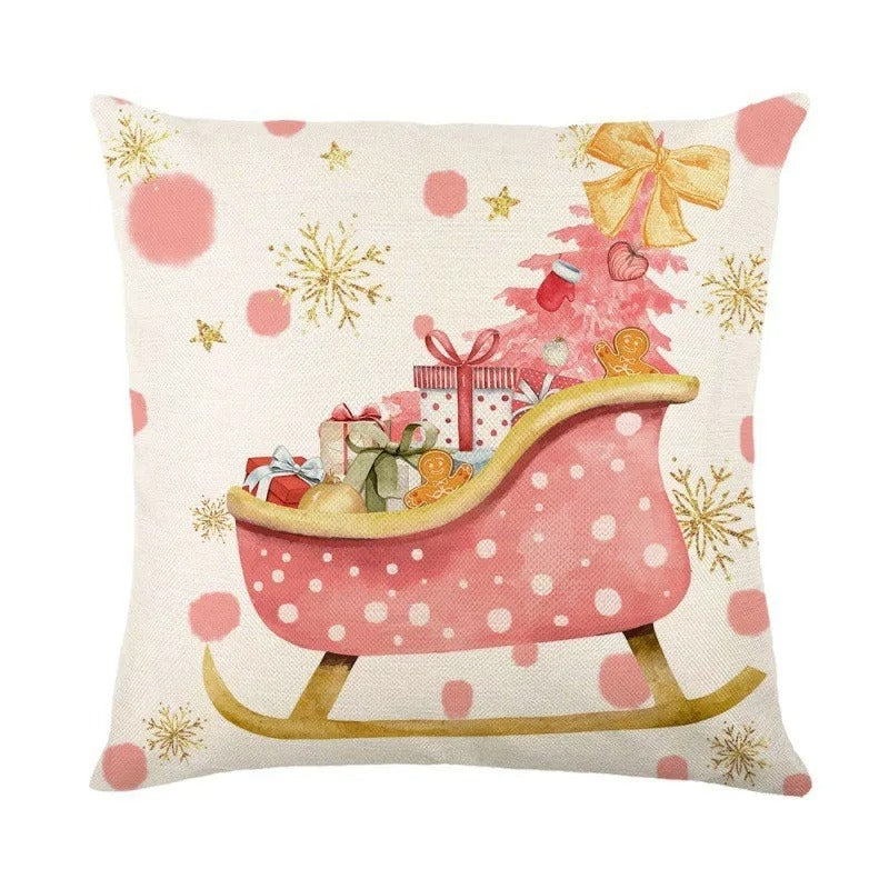 Linen Christmas Cushion Cover – Festive Pillow Case 45x45cm for Holiday Home Décor