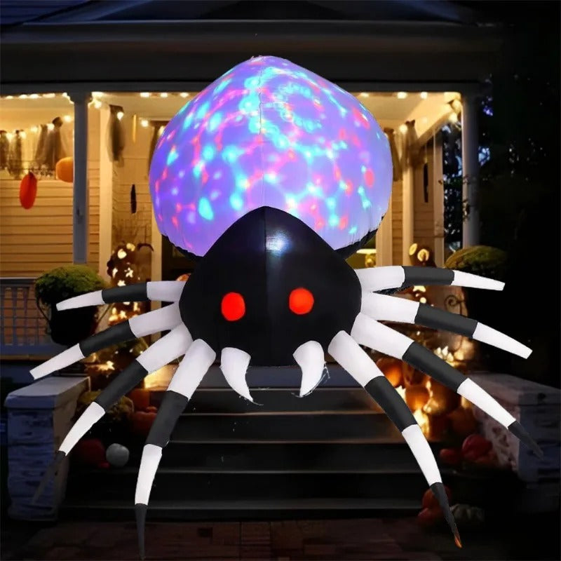 Halloween Inflatable Scary Spider with LED Lights – Luminous Atmosphere Decoration