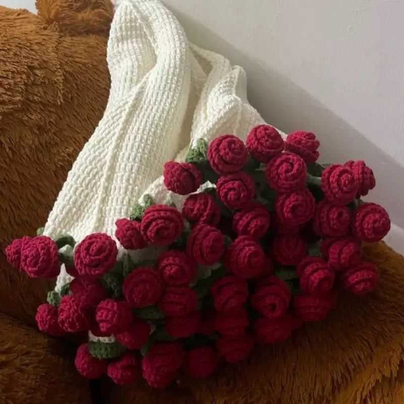 DIY Crocheted Flower Bouquet Blanket Kit – Handmade 100% Cotton Crochet Material Package