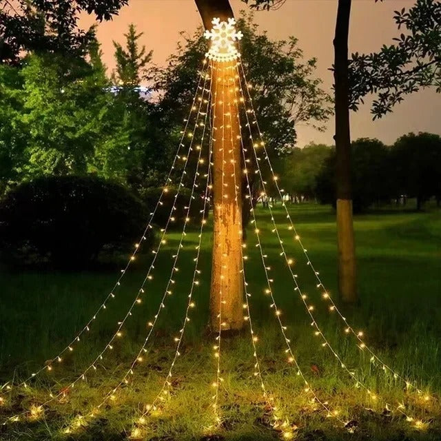 LED Five-Pointed Star Waterfall Light – Starry Sky Outdoor Courtyard & Garden Fairy Light Decoration