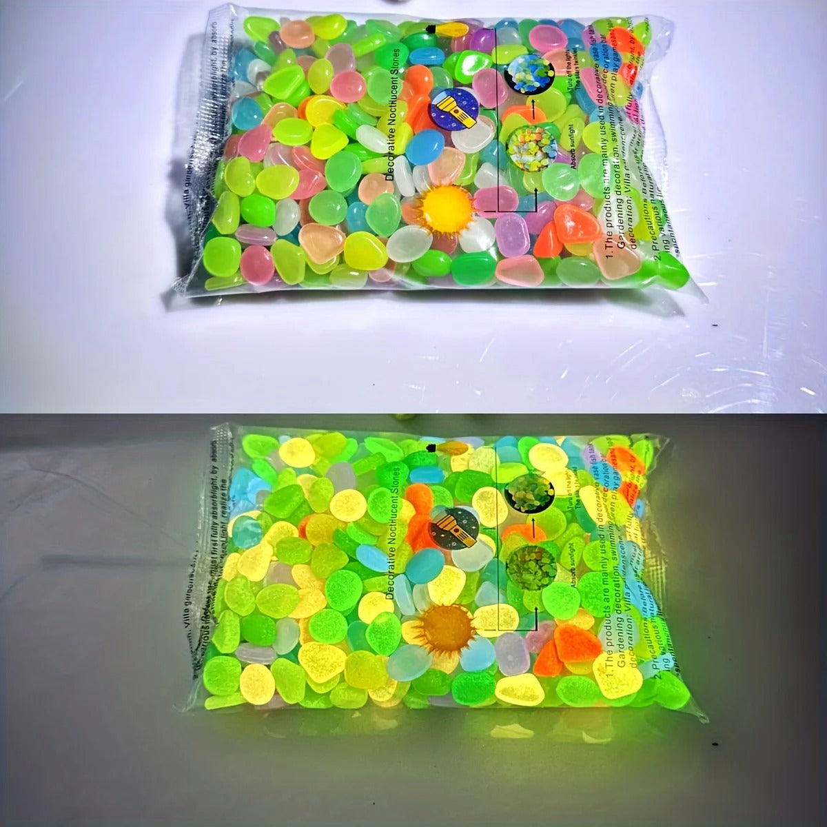 100pcs Glow In The Dark Pebbles | Resin Luminous Stones for Garden & Decor