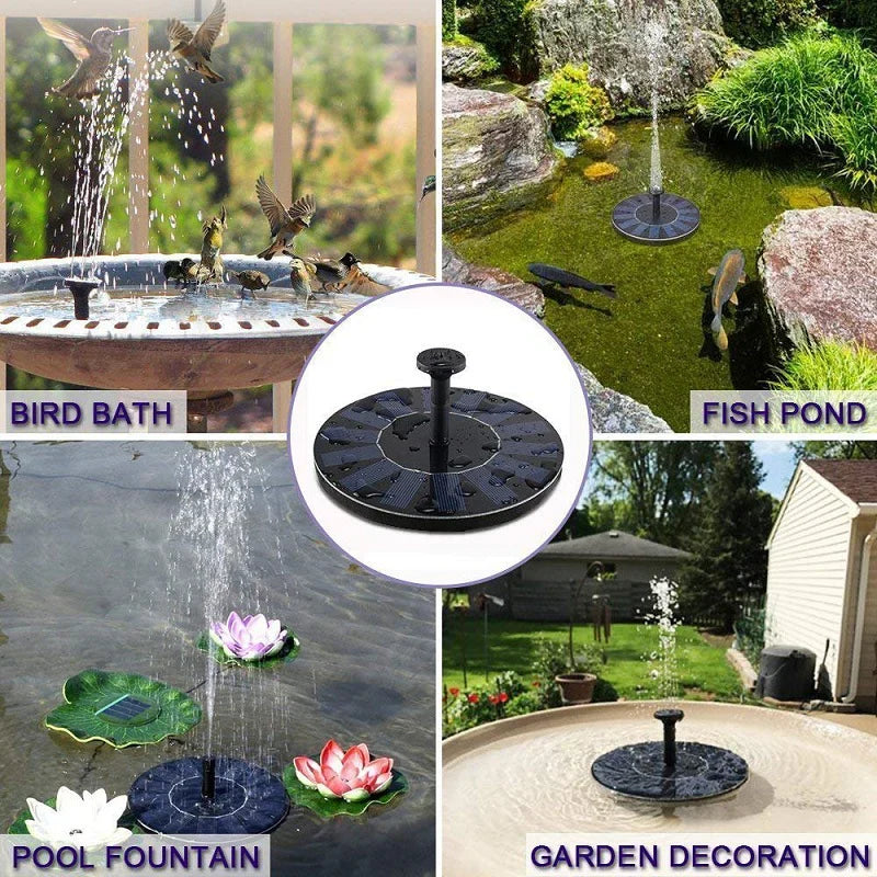 Solar Powered Water Fountain Pump – Floating Bird Bath Fountain with 4 Interchangeable Nozzles