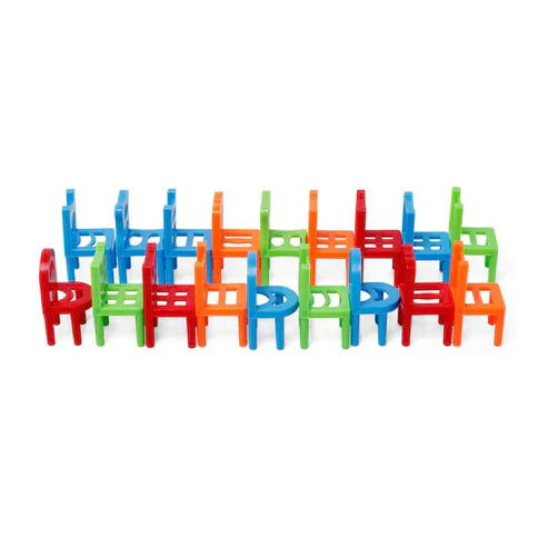 Balance Chair Stacking Game - 24 Piece Mini Chair Tower Building Game for Kids & Family Fun