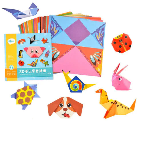 3D Paper Art Kids Craft Toy - Educational Origami Paper Craft Set with 54 Sheets & 27 Patterns in 2 Styles