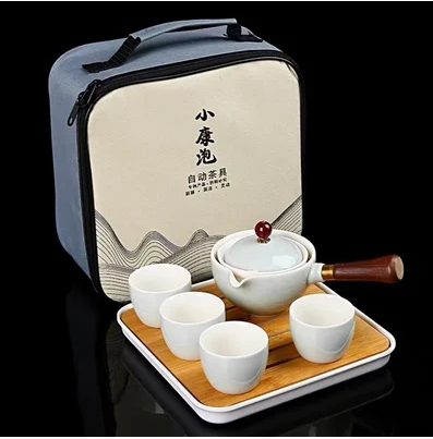 Chinese Gongfu Tea Set – 360° Rotation Ceramic Tea Maker & Infuser Cup for Pu’er