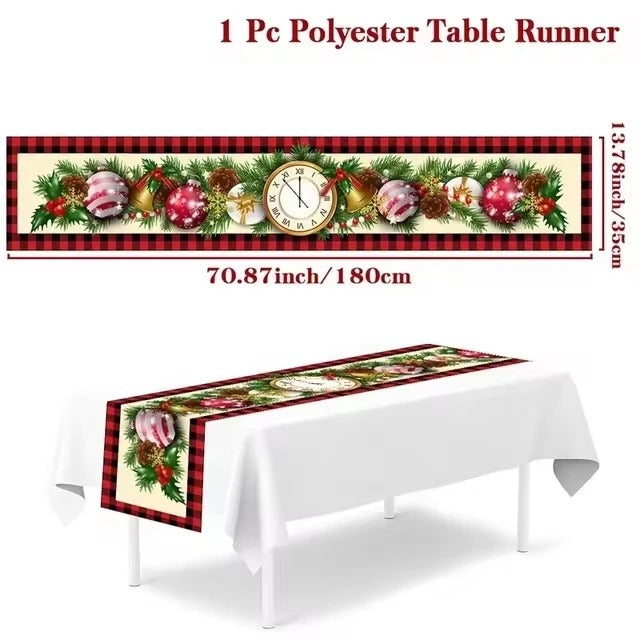 Merry Christmas Table Runner – Festive Holiday Table Decoration for Dining & Party