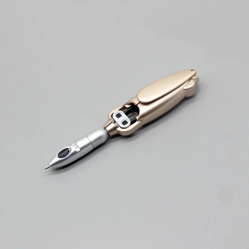 Transforming Folding Ballpoint Pen 0.5mm - Unique Squid Design Black Gel Pen for Students & Office