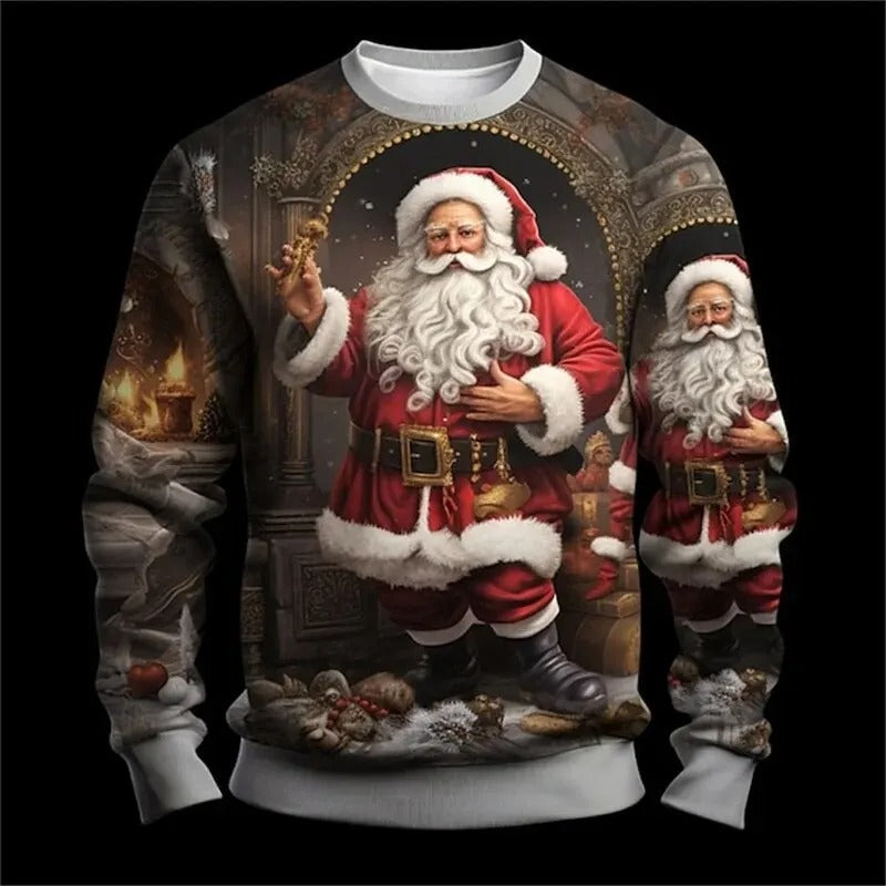 Funny Ugly Christmas 3D Printed Sweatshirt – Loose Pullover Round Neck Long Sleeve Xmas Top for Men & Women