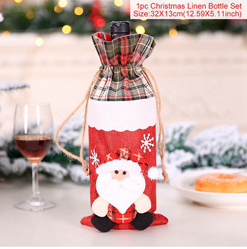 Christmas Wine Bottle Cover - Festive Holiday Table Decoration