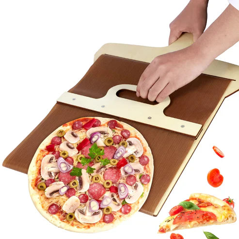 Sliding Pizza Peel Shovel – Stainless Steel Baker's Paddle with Removable Wooden Handle
