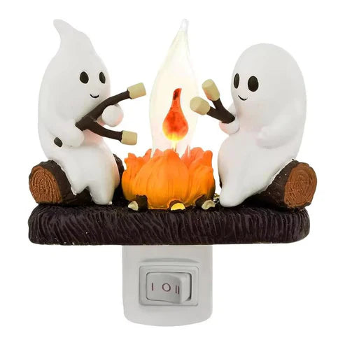 Ghost Campfire Flickering Night Light – Spooky Ambient LED Lamp for Halloween & Gothic Home Decor