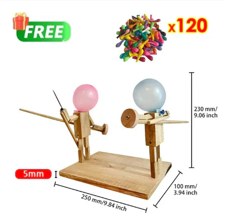 Balloon Bamboo Man Battle – Handmade Wooden Fencing Puppets Game