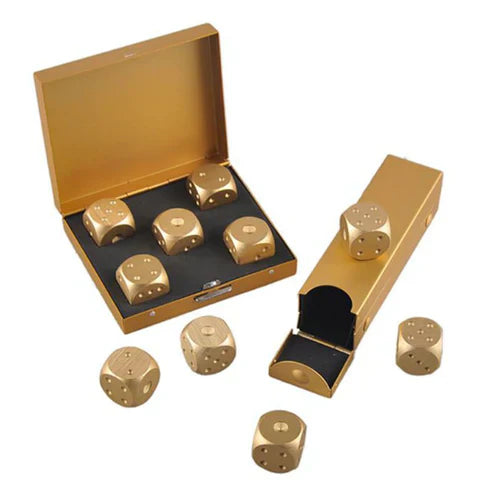 5pcs Aluminum Alloy Metal Dice Set - Premium Gaming Dice with Case
