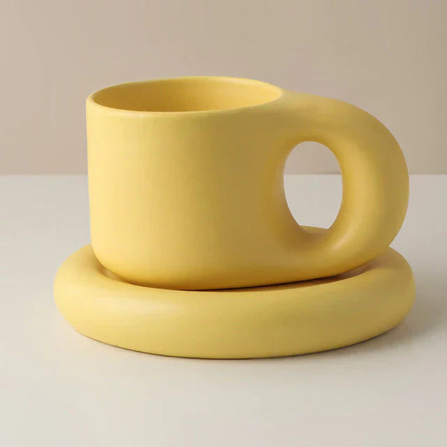 Nordic Handmade Ceramic Mug with Handle – Artisan Coffee Cup