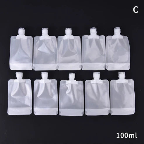 Travel Pouch Bag - 10-Pack Leak-Proof Reusable Liquid Bottles Set