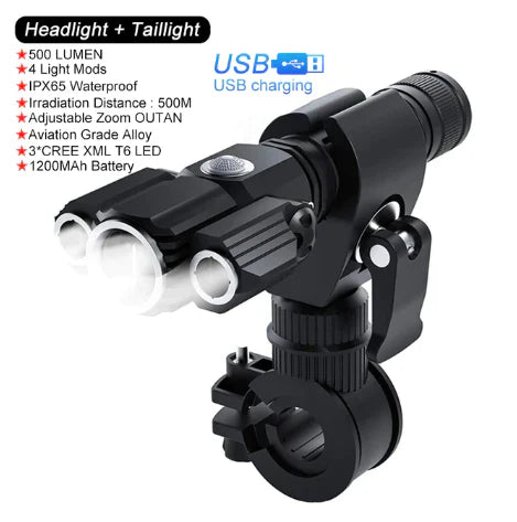 Three Head Rechargeable Rotatable Flashlight - Multi-Angle LED Work Light
