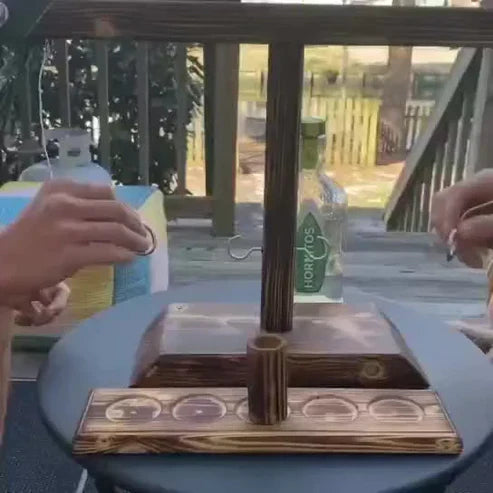 Hook Ring Toss Interactive Game - Wooden Ladder Party Game