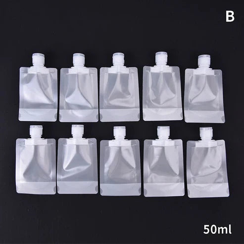 Travel Pouch Bag - 10-Pack Leak-Proof Reusable Liquid Bottles Set