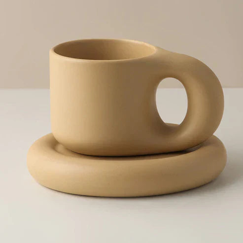 Nordic Handmade Ceramic Mug with Handle – Artisan Coffee Cup