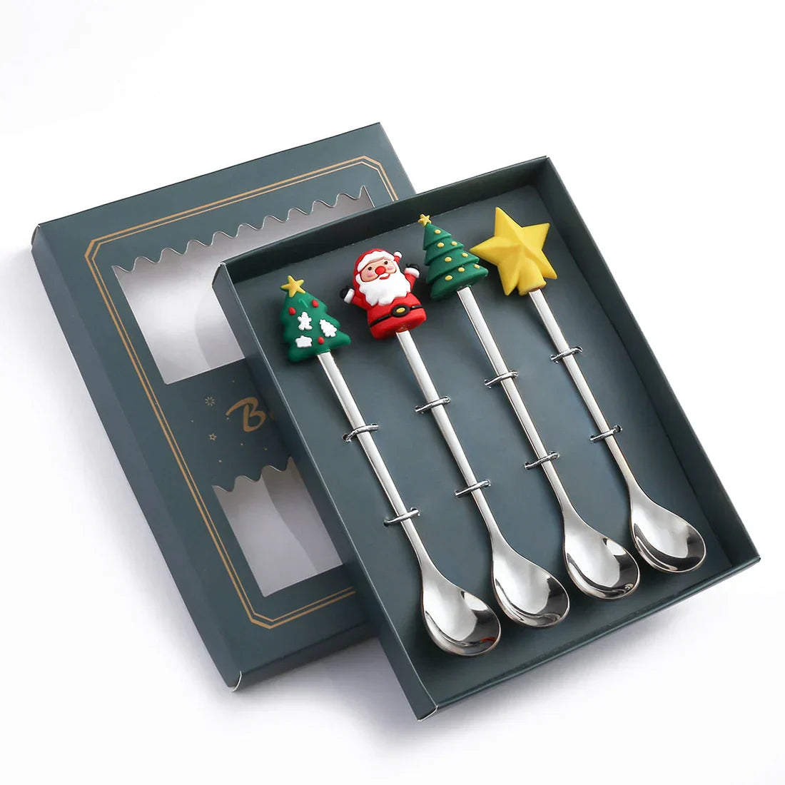4Pcs Christmas Best Wishes Tableware Set - Holiday Spoon Collection