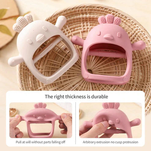 Baby Bites Cute Pacifier Gloves - Silicone Cartoon Chick Bracelet Teether for Babies 0-6 Years, BPA Free