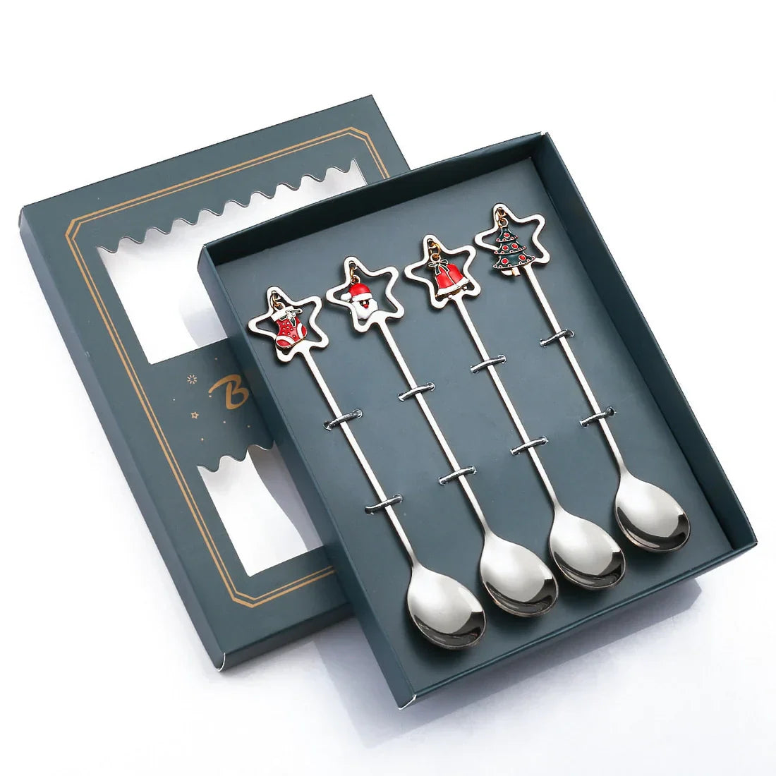 4Pcs Christmas Best Wishes Tableware Set - Holiday Spoon Collection