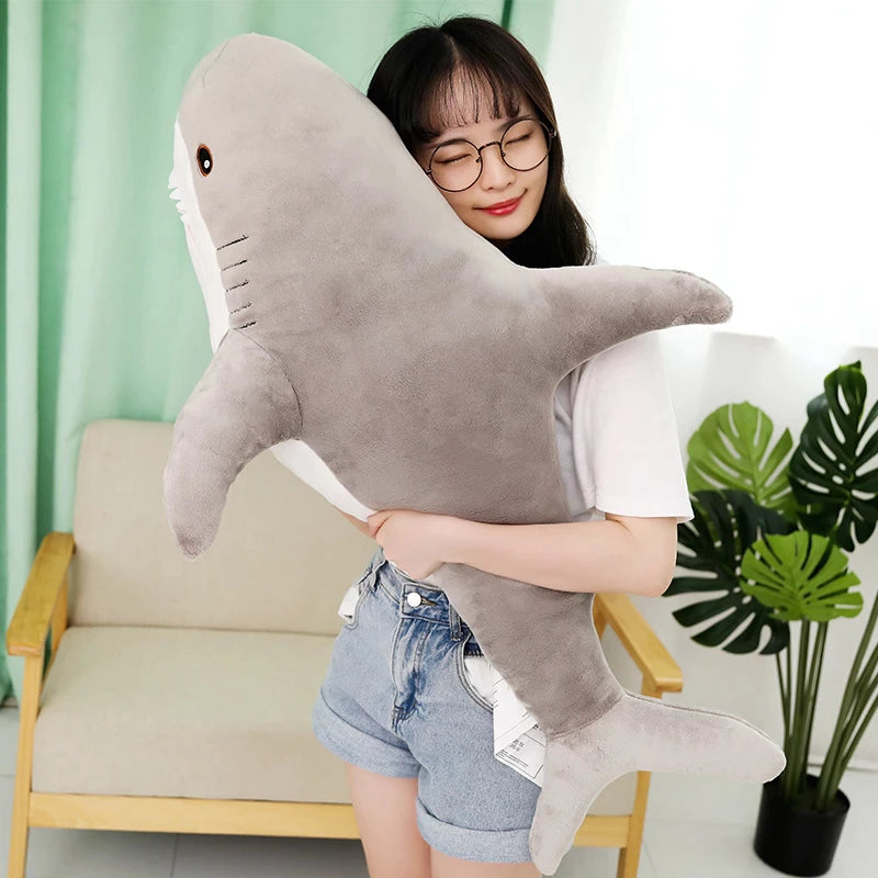 Cute Shark Plush Toy – Giant Stuffed Animal Cuddle Pillow with Hidden Blanket | Kids & Adults Gift