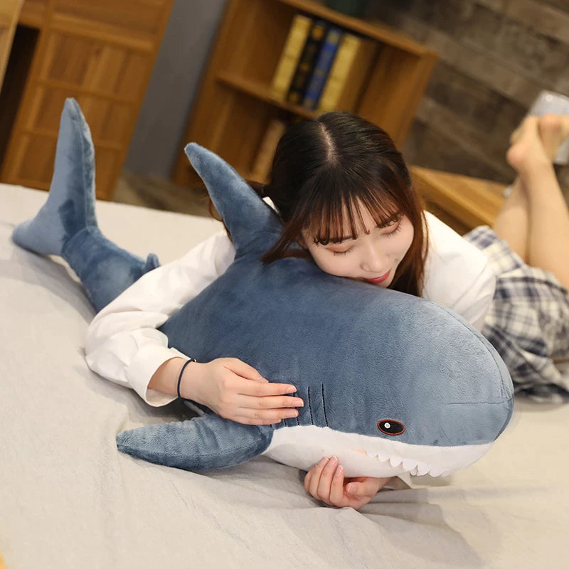 Cute Shark Plush Toy – Giant Stuffed Animal Cuddle Pillow with Hidden Blanket | Kids & Adults Gift