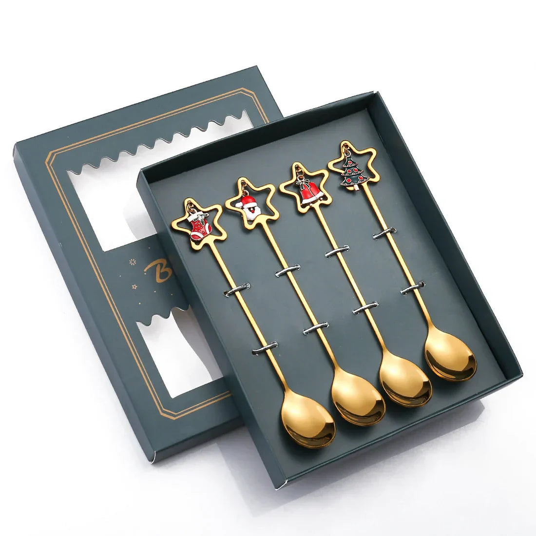 4Pcs Christmas Best Wishes Tableware Set - Holiday Spoon Collection