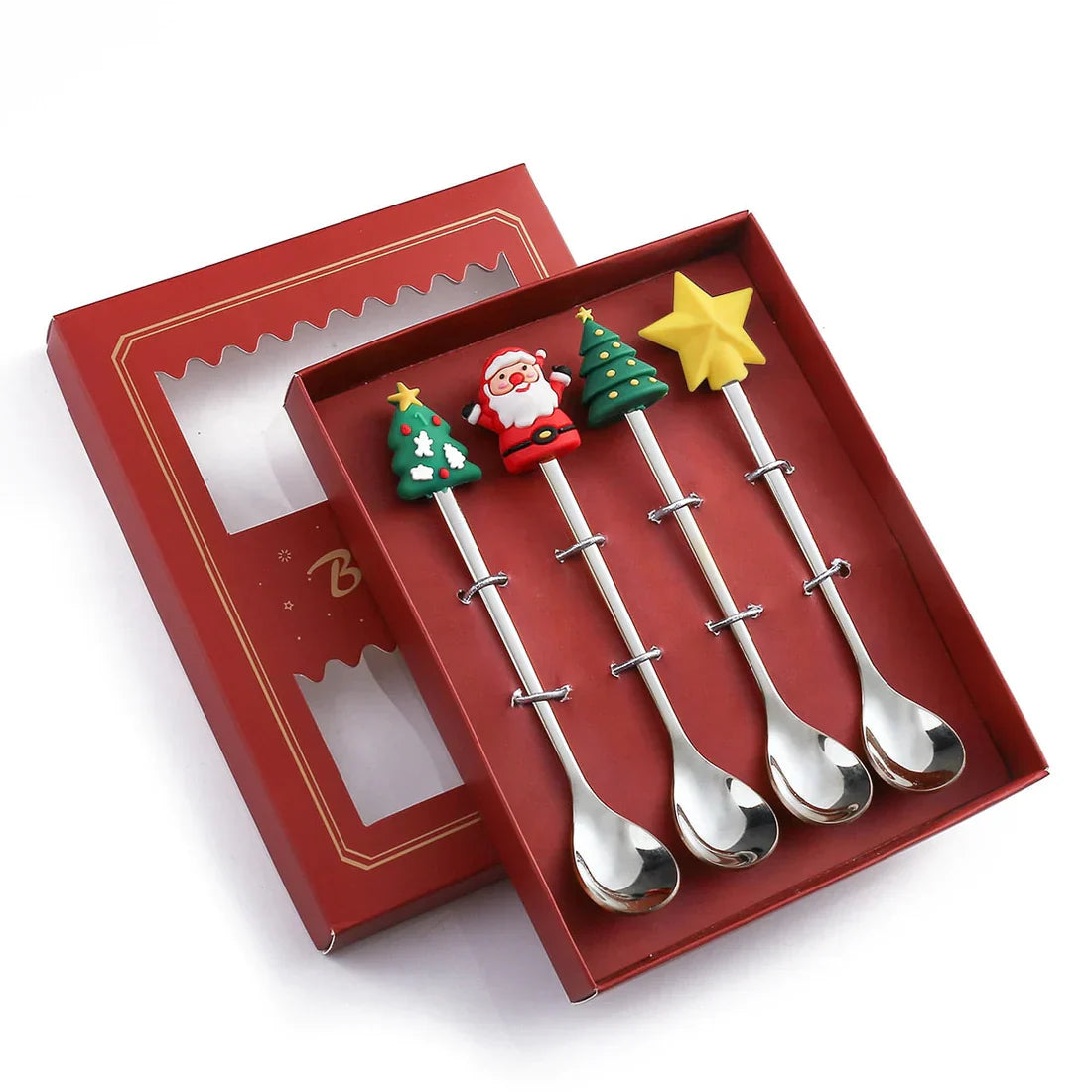 4Pcs Christmas Best Wishes Tableware Set - Holiday Spoon Collection