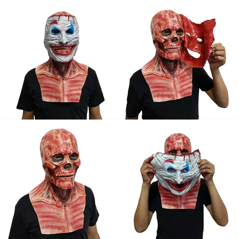 Double-Layer Ripped Bloody Horror Skull Mask – Realistic Halloween Costume Mask